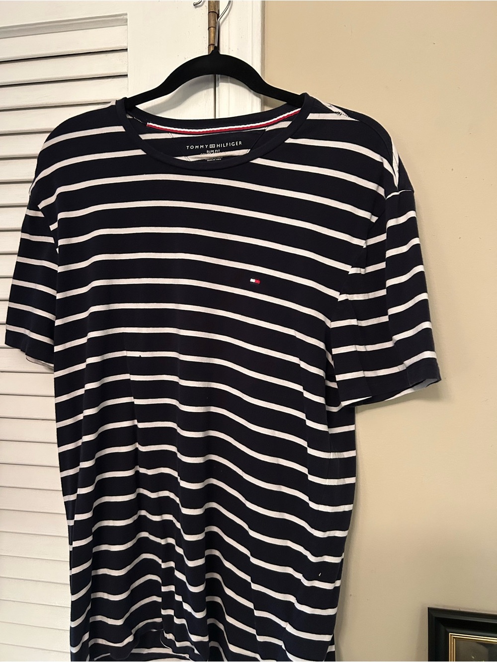 Tommy Hilfiger Navy & White Striped Crewneck Tee